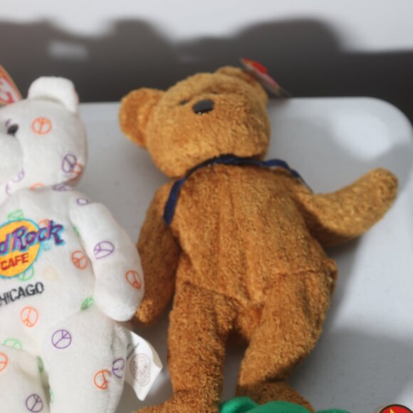 Ty Beanie Babies Lot of 6 Bears Erin Valentina Fuzz Millennium Hardrock Cafe Chi - Picture 3 of 6